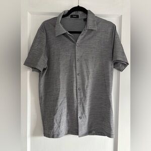 Theory Men's Casual Gray Button Down Shirt Size Medium